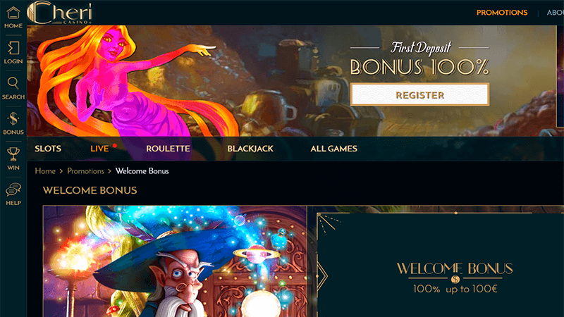 Page bonus de bienvenue de Cheri Casino