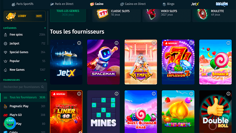 Page principale du casino Cbet