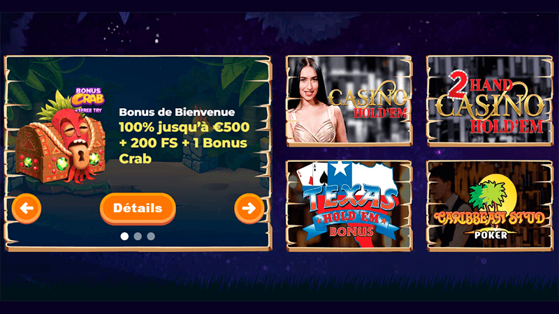 Jeux de poker au wazamba casino