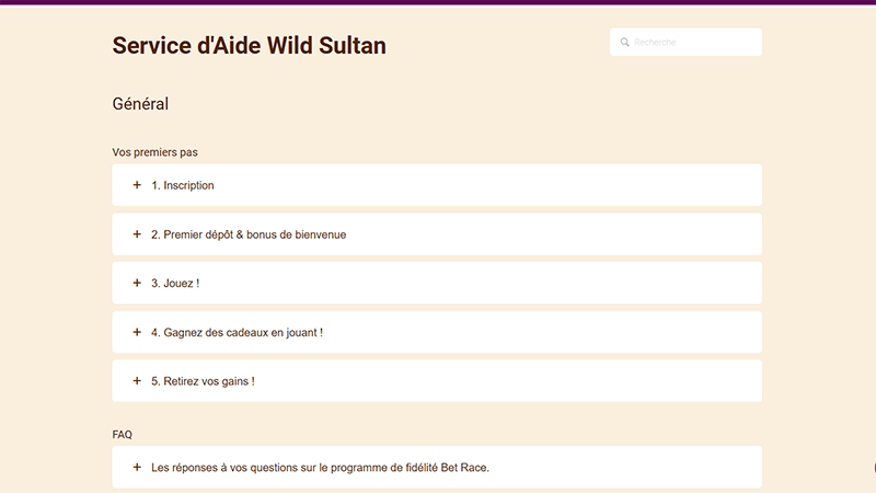 Support au cliente de wild sultan casino