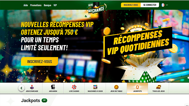 Page principale de machance casino