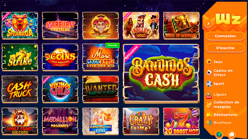 Page de présentation de wazamba casino