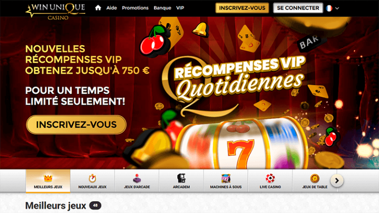 Page principale de Unique Casino