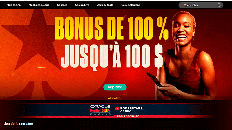 Page principale de Pokerstars Casino