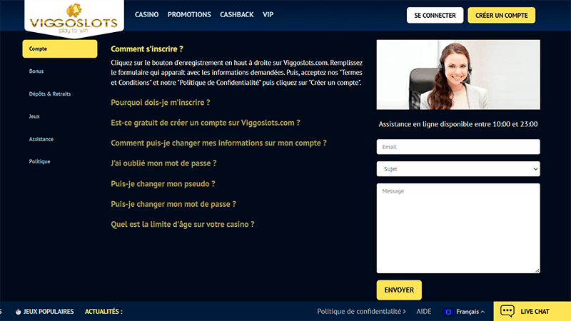 Service au client viggoslots casino