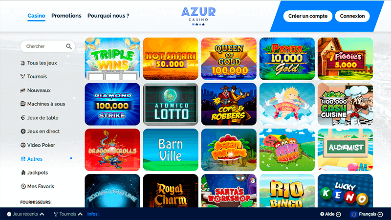 Autre jeux azur casino