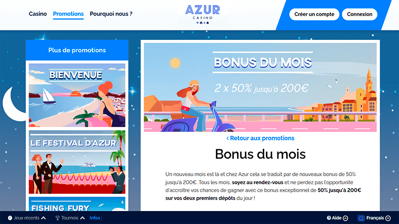 Bonus du mois de azur casino