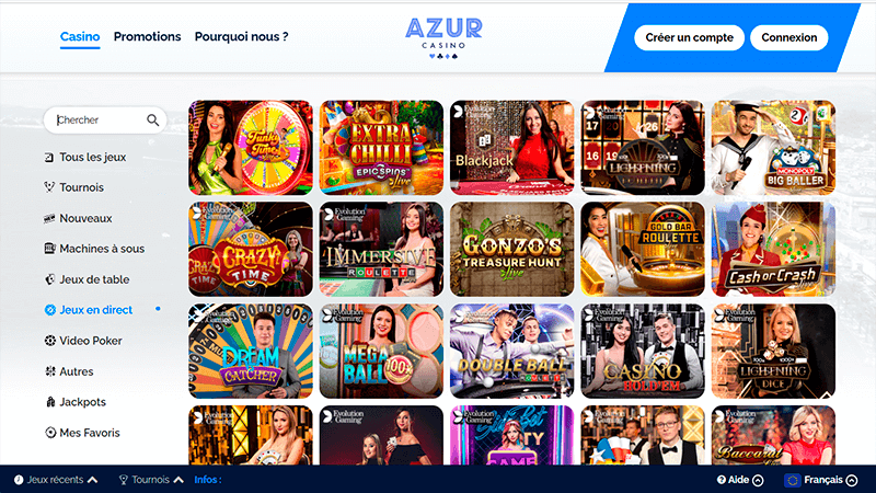 Azur casino en direct