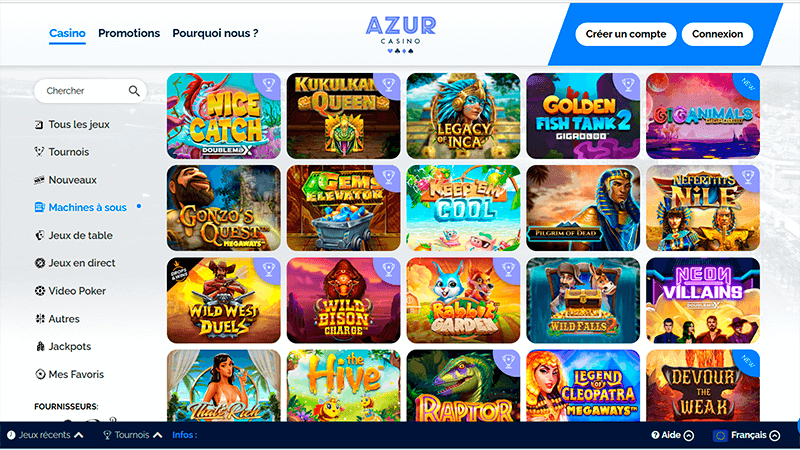 Page de machines à sous de azur casino