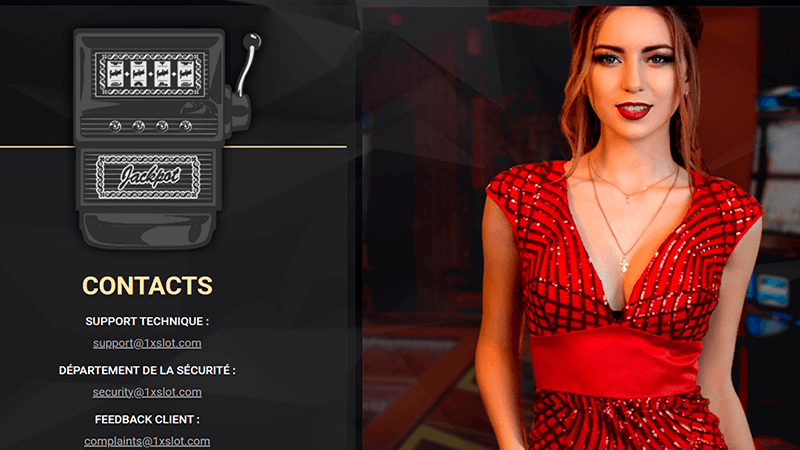 page du service de client 1xslots casino