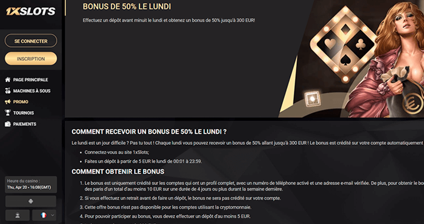 Promotions et bonus au 1xslots casino