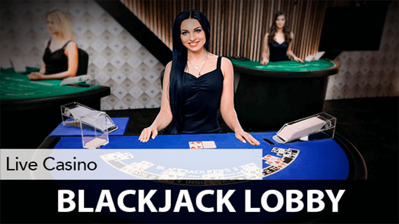 Image de salle de blackjack en direct avec une croupier