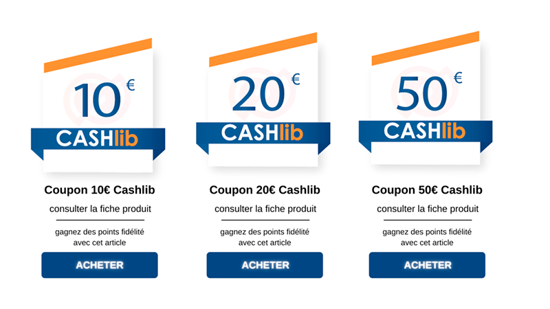 Page de promotions cashlib