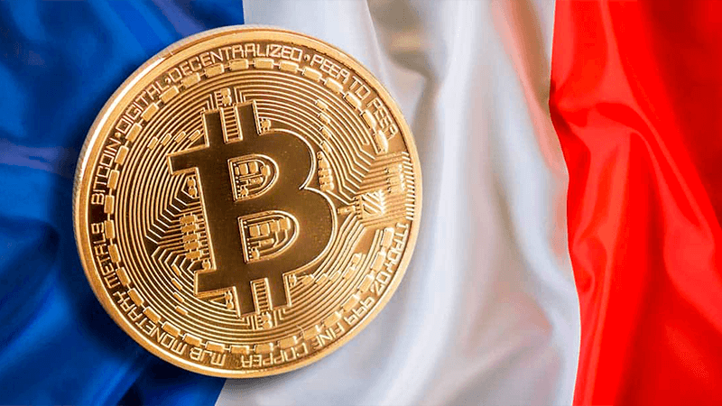 Image du bitcoin et la drapeau de france