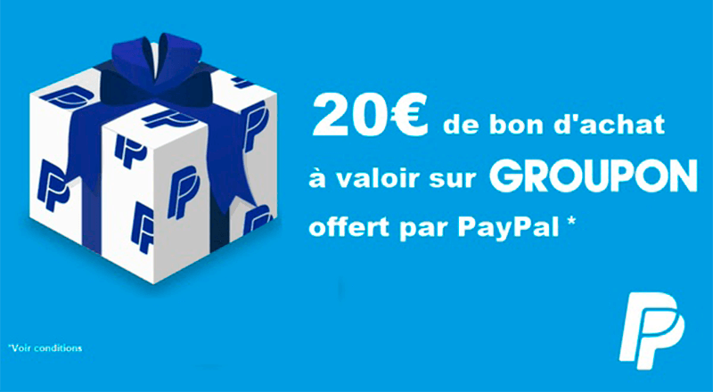 Bonus 20€ groupon paypal en ligne