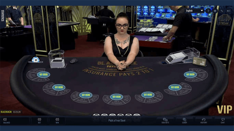 Croupier en direct au jeux de casino